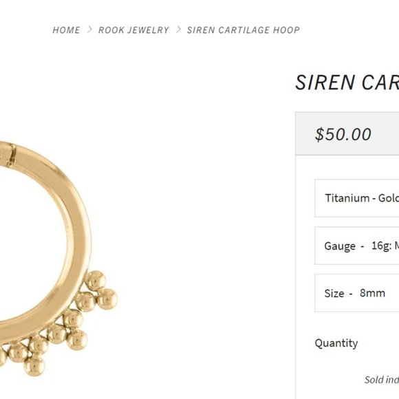 Maison Miru Set of Three Rook Piercings - 16g (all) - Picture 5 of 7